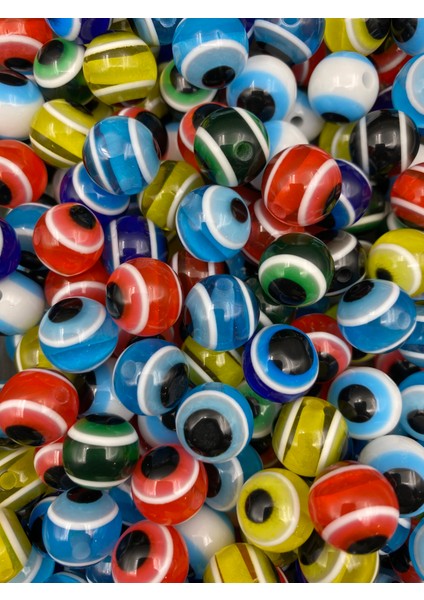 10 Adet 14MM Karışık Renkli Yuvarlak Akrilik Nazar Boncuğu, Takı Yapımı Göz Boncuk fiyatları