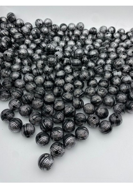 15MM Gümüş Yaldızlı Siyah Boncuk,takı Yapımı, Çanta Boncuğu (100GR,~50 Adet Boncuk) fiyatları