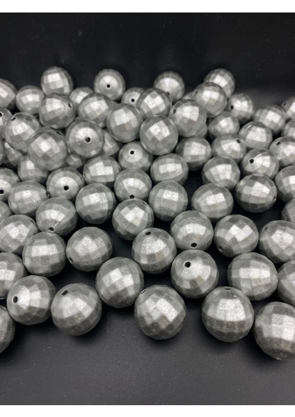 20MM Mat Gümüş Renk Dünya Model Boncuk, Hobi, Çanta Yapım Boncuğu (~20 Adet )
