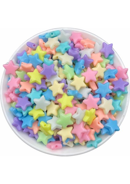 12MM Pastel Renk Karışık Renkli Plastik Yıldız Model Boncuk ,takı Yapım Hobi Boncuğu (25GR,~62 Adet)