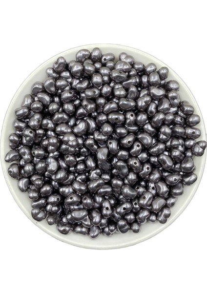 50GR Koyu Gri , Antrasit Renk Formsuz Şekilsiz Plastik Lüks Barok Yamuk Inci Boncuk (~250 Adet)