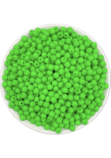Neon Boncuk, 25GR 6mm Yeşil Mat Neon Fosforlu Boncuk,takı Yapım Boncuğu (25GR , ~220 Adet)