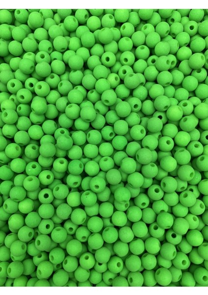 Neon Boncuk, 25GR 6mm Yeşil Mat Neon Fosforlu Boncuk,takı Yapım Boncuğu (25GR , ~220 Adet) fiyatları