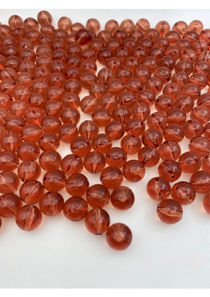 14MM Narçiçeği, Kiremit Turuncu Renk Top Akrilik Boncuk,çanta Boncuğu (100GR,~60 Adet)