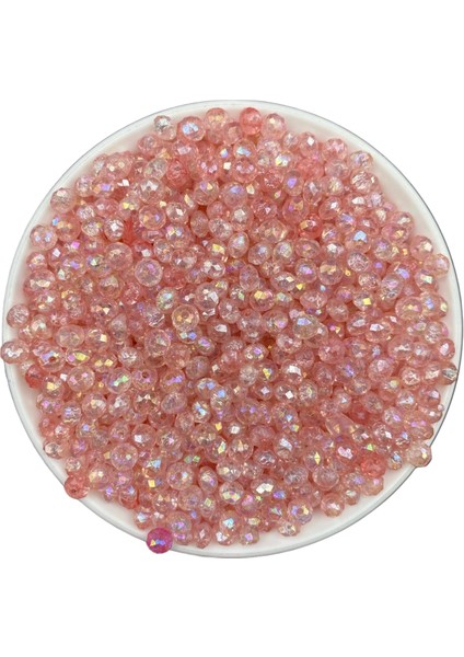 Somon /mercan Renk Basık 6mm Janjanlı Akrilik Boncuk,takı Yapım Hobi Boncuğu (25GR,~250 Adet)