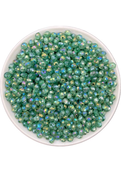 Zümrüt Yeşili/ Yaşil Renk Basık 6mm Janjanlı Akrilik Boncuk,takı Yapım Hobi Boncuğu (25GR,~250 Adet)