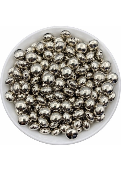 100GR Metalize Ccb Basık Model Boncuk, Metalize Bonibon Model Takı, Çanta Boncuğu (100GR,~150 Adet)