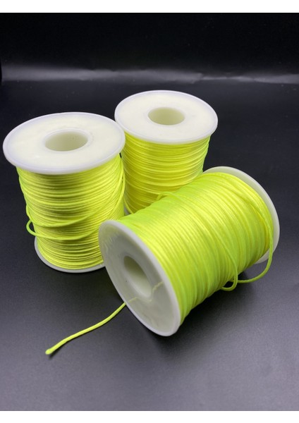 Floş Ip, 100 Metre (Bobin) Neon Sarı/ Açık Yeşil Ip 1mm Floş Ip / Sıçan Kuyruğu Takı Bileklik Ipi