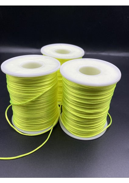 Floş Ip, 100 Metre (Bobin) Neon Sarı/ Açık Yeşil Ip 1mm Floş Ip / Sıçan Kuyruğu Takı Bileklik Ipi