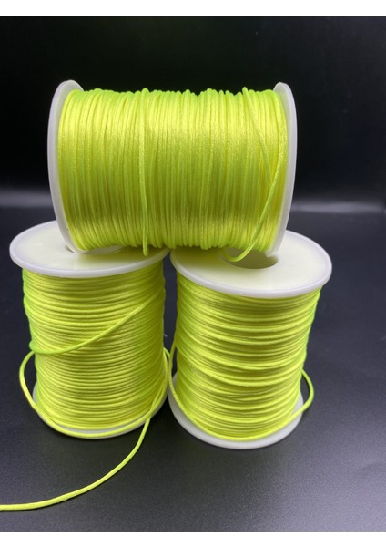 Floş Ip, 100 Metre (Bobin) Neon Sarı/ Açık Yeşil Ip 1mm Floş Ip / Sıçan Kuyruğu Takı Bileklik Ipi