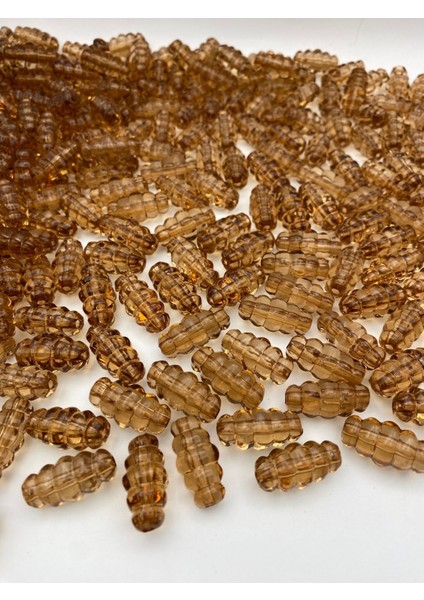 100GR Vizon/ Açık Kahve Renk Makarna Model Burgulu,kovan Akrilik Boncuk, Çanta Boncuğu (~52 Adet)