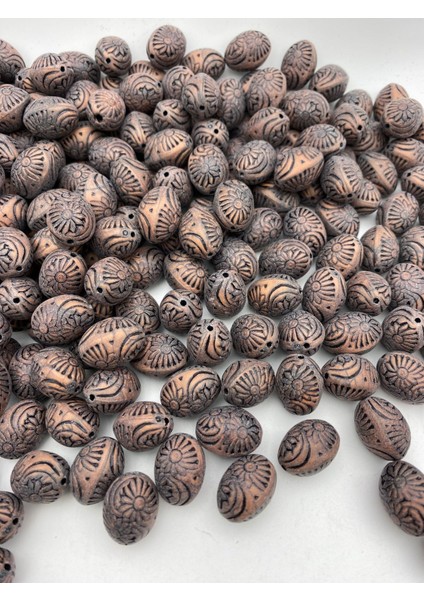 Eskitme Mat Bakır Renk Çiçek Motifli Badem Model Boncuk, Takı,çanta Boncuğu (100GR,~45ADET) fiyatları