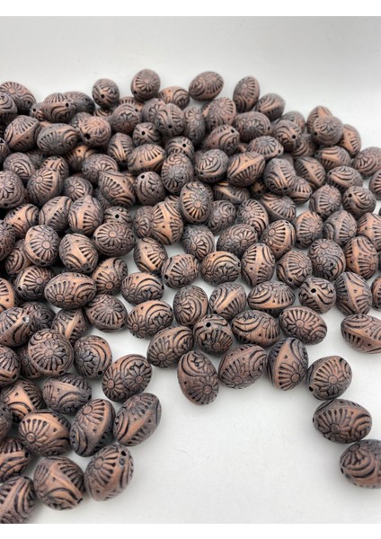 Eskitme Mat Bakır Renk Çiçek Motifli Badem Model Boncuk, Takı,çanta Boncuğu (100GR,~45ADET) modelleri