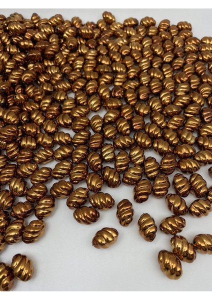 100GR Burgulu Metalize Kahverengi Renkl Boncuktakı, Aksesuar,çanta Yapım Boncuğu (100GR,~68 Adet)