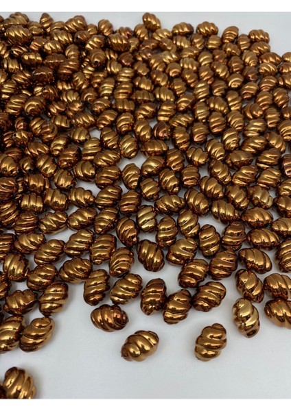 100GR Burgulu Metalize Kahverengi Renkl Boncuktakı, Aksesuar,çanta Yapım Boncuğu (100GR,~68 Adet)