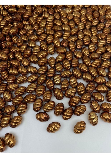 100GR Burgulu Metalize Kahverengi Renkl Boncuktakı, Aksesuar,çanta Yapım Boncuğu (100GR,~68 Adet)