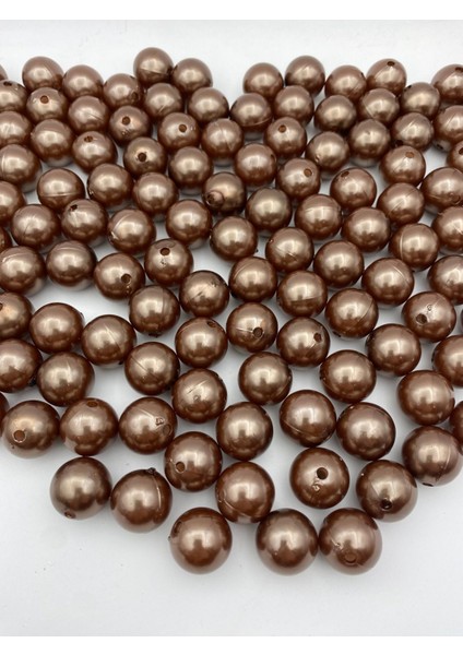 18MM Kahverengi Plastik Inci Boncuk, Çanta ve Takı Yapım Boncuğu (100GR,~33ADET)
