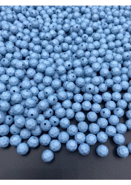 100GR Opak Petek Model Açık Mavi Renk 10MM Akrilik Boncuk ,çanta Yapım Boncuğu (~200 Adet)