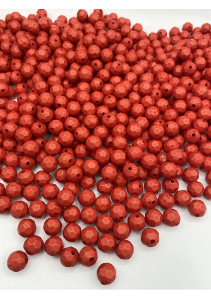 100GR Opak Petek Model Kırmızı Renk 10MM Akrilik Boncuk ,çanta Yapım Boncuğu (~200 Adet)