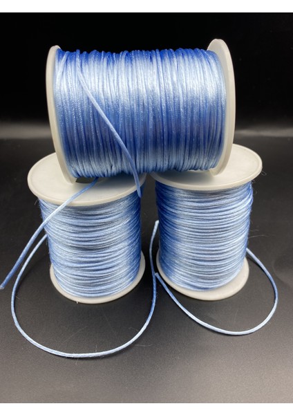 Floş Ip, 100 Metre (Bobin) Açık Mavi Renk Floş Ip, 1mm Floş Ip / Sıçan Kuyruğu Takı Bileklik Ipi fiyatları