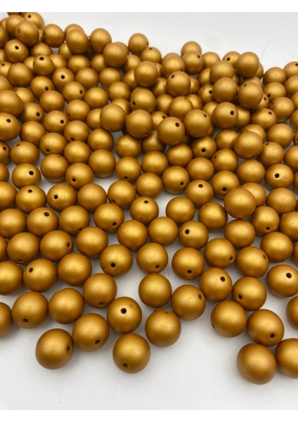 14MM Mat Metalik Gold / Altın Sarısı Renk Boncuk, Çanta Yapım Boncuğu (100GR~64 Adet Boncuk)