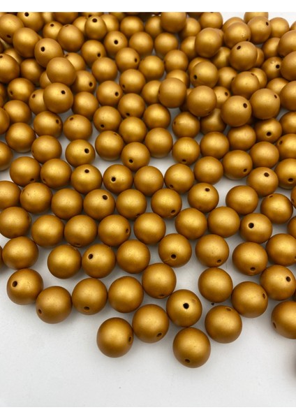 14MM Mat Metalik Gold / Altın Sarısı Renk Boncuk, Çanta Yapım Boncuğu (100GR~64 Adet Boncuk)