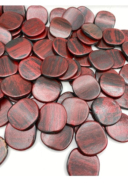 100GR Simli Yassı Siyah Üzeri Kırmızı Renk Fırça Boyalı Akrilik Boncuk, Çanta Boncuğu (~17ADET) modelleri