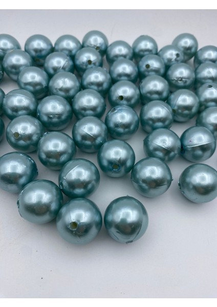 24MM Açık Mavi Renk Plastik Inci Boncuk, Çanta ve Takı Yapım Boncuğu (100 Gr,~14 Adet)