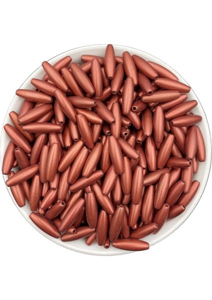 Kırmızı Bordo Mat Metalık Büyük Arpa Çubuk Model Boncuk,takı,çanta Boncuğu (100GR ~ 230 Adet Boncuk)