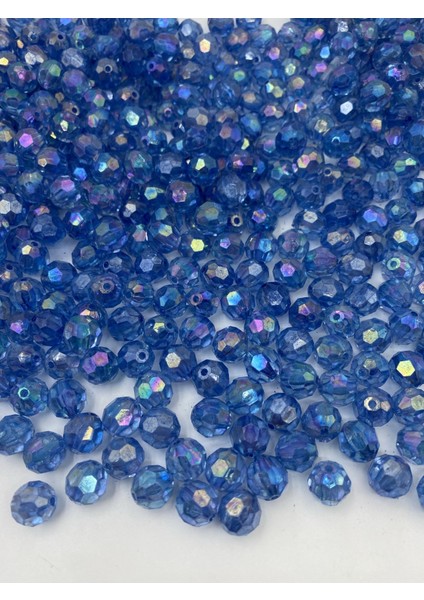 14MM Janjanlı Saks / Koyu Mavi Petek Model Akrilik Boncuk, Takı Yapım Hobi Boncuğu (100GR,~80ADET)