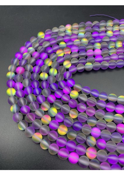 10MM Mor-Şeffaf-Sarı Yansımalı Janjanlı Lazerli Mat Buzlu Cam Boncuk DIZISI,40CM Cam Boncuk Dizisi fiyatları