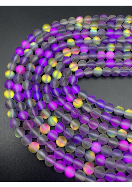 10MM Mor-Şeffaf-Sarı Yansımalı Janjanlı Lazerli Mat Buzlu Cam Boncuk DIZISI,40CM Cam Boncuk Dizisi modelleri