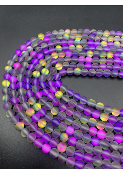 10MM Mor-Şeffaf-Sarı Yansımalı Janjanlı Lazerli Mat Buzlu Cam Boncuk DIZISI,40CM Cam Boncuk Dizisi fırsatları