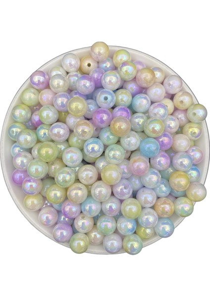 100GR 10MM Karışık Sedefli Janjanlı Ebruli Pastel Inci Boncuk,takı,hobi,çanta Boncuğu (~200 Adet)