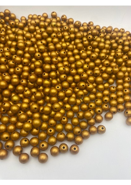 100GR 10MM Mat Metalik Gold/ Altınsarısı Boncuk, Çanta , Takı Yapım Boncuğu (100GR ~180 Adet)