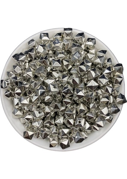 100GR 10MM Küp ,kübik Model Gümüş-Nikel Renk Ccb Metalize Plastik Boncuk,çanta Boncuğu (~185 Adet) fırsatları