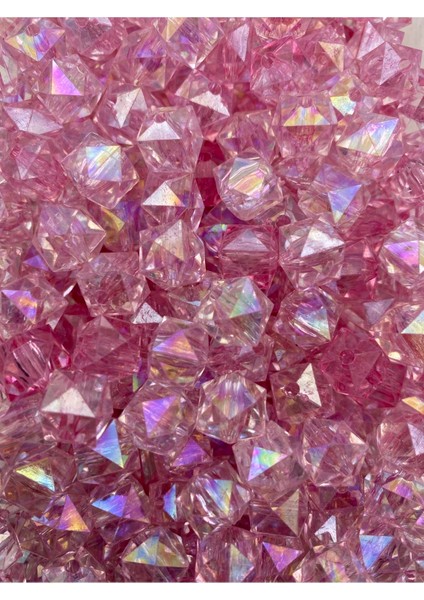 100GR 14MM Janjanlı Pembe Renk Küp, Kübik Model Akrilik Boncuk,takı ,çanta Boncuğu (100GR,~80ADET) fırsatları
