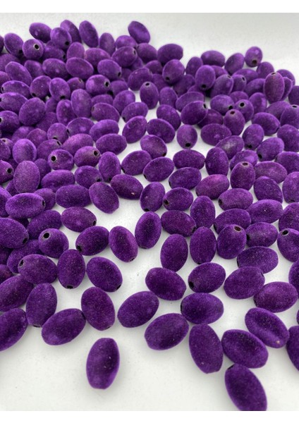 Mor Renkbadem Model Kadife Boncuk Takı, Çanta Yapım Boncuğu ( 100GR,~40 Adet)