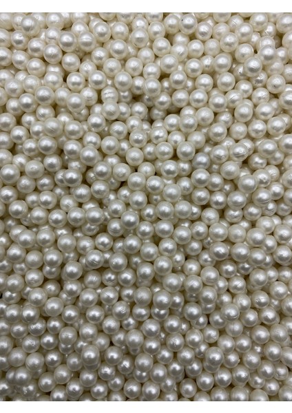 5mm Deliksiz Inci Boncuk, Deliksiz 5mm Krem Plastik Çakma Incisi (50GR,~700 Adet)