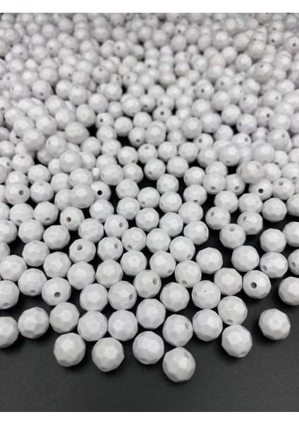 Opak Petek, Beyaz Renk 100GR 10MM Opak Petek Model Akrilik Boncuk ,çanta Boncuğu (100GR,~200 Adet)