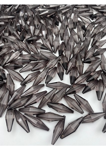 Füme / Koyu Gri / Antrasit Büyük Arpa Model Akrilik Boncuk,takı,çanta Yapım Boncuğu (100GR,~45 Adet)