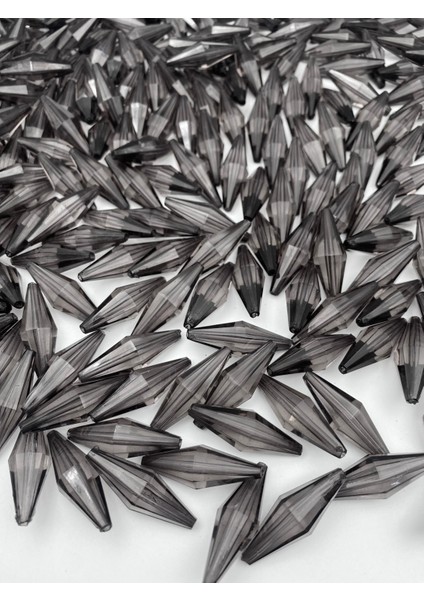 Füme / Koyu Gri / Antrasit Büyük Arpa Model Akrilik Boncuk,takı,çanta Yapım Boncuğu (100GR,~45 Adet) fiyatları