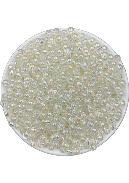 6mm Şeffaf Renk Janjanlı Akrilik Top Boncuk,parlak Takı, Çanta Yapım Boncuğu (25GR,~200 Adet)