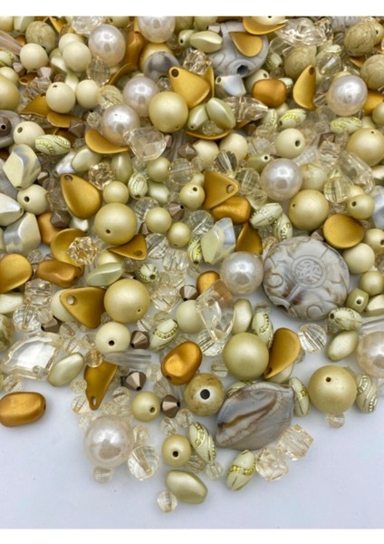 Bileklik,kolye,anahtarlık,takı Yapımı Için Krem Renk Tonlarında Karışık Plastik Boncuk (250 Gram) fiyatları