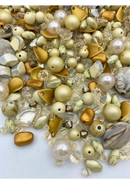 Bileklik,kolye,anahtarlık,takı Yapımı Için Krem Renk Tonlarında Karışık Plastik Boncuk (250 Gram) modelleri