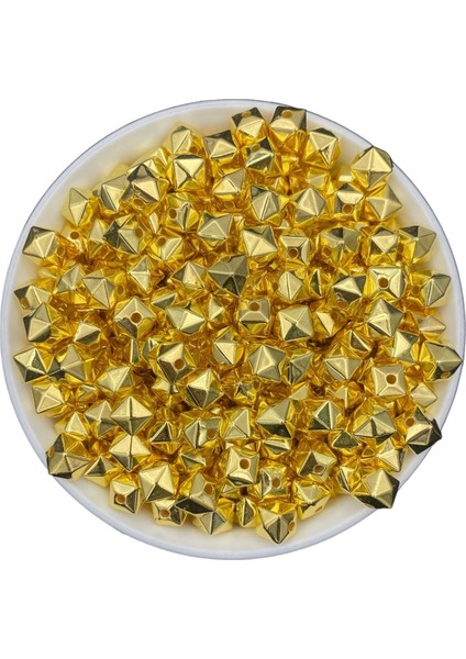 10MM Gold-Altınsarısı Küp Model Ccb Metalize Plastik Boncuk,takı, Çanta Boncuğu (100GR,~185 Adet) fiyatları