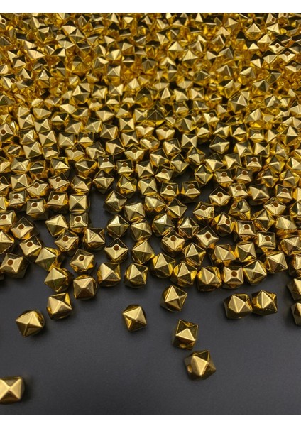 10MM Gold-Altınsarısı Küp Model Ccb Metalize Plastik Boncuk,takı, Çanta Boncuğu (100GR,~185 Adet) fırsatları