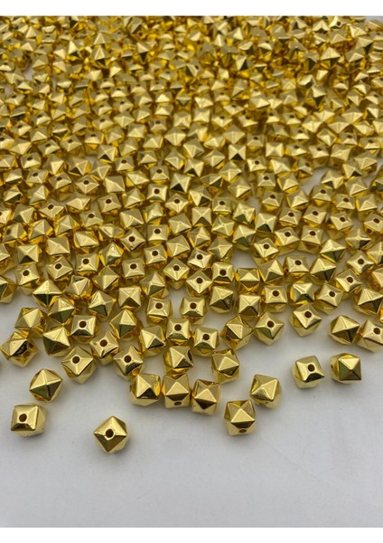 10MM Gold-Altınsarısı Küp Model Ccb Metalize Plastik Boncuk,takı, Çanta Boncuğu (100GR,~185 Adet) indirimleri