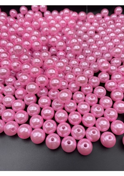 00GR 12MM Pembe Renk Lüks / Lüx Kaplama Plastik Inci Boncuk Çanta,takı Boncuğu (100GR,~110 Adet)