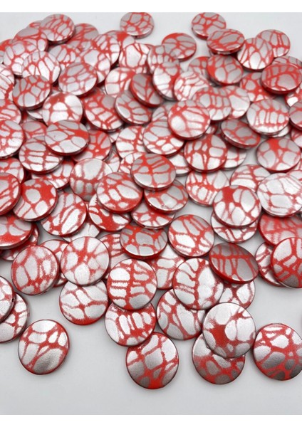 100GR 25MM Yassı Gümüş Boyalı Kırmızı Yuvarlak Akrilik Boncuk,takı, Çanta Yapım Boncuğu (~ 43 Adet), fiyatları
